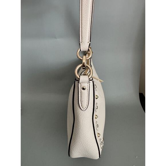 Coach Chelsea Shoulder Bag Studded with Floral Rivets Chalk White Leather Daisy - Picture 2 of 13